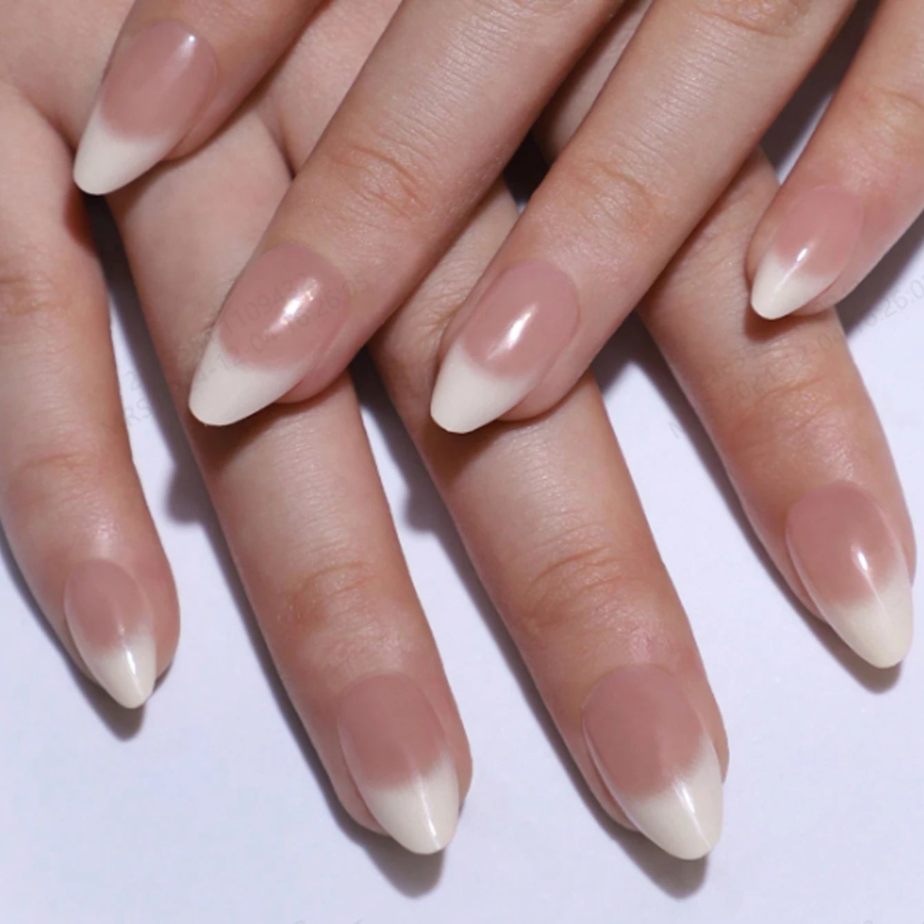24 Pcs Glossy Short Ballerina Press On Nails Pink Gradient Fake Nails Artificial Finger Manicure False Nails For Women