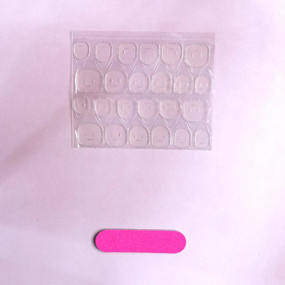 24 Pcs Glossy Short Ballerina Press On Nails Pink Gradient Fake Nails Artificial Finger Manicure False Nails For Women