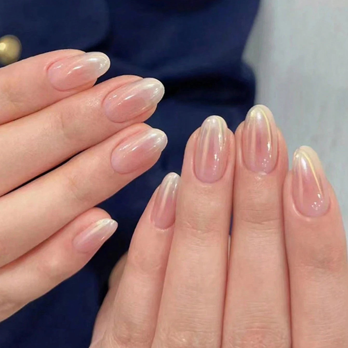24 Pcs Glossy Short Ballerina Press On Nails Pink Gradient Fake Nails Artificial Finger Manicure False Nails For Women