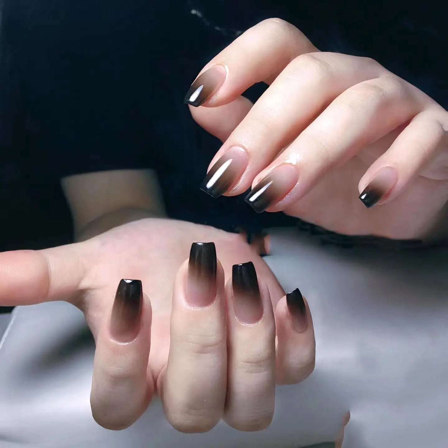24 Pcs Glossy Short Ballerina Press On Nails Pink Gradient Fake Nails Artificial Finger Manicure False Nails For Women
